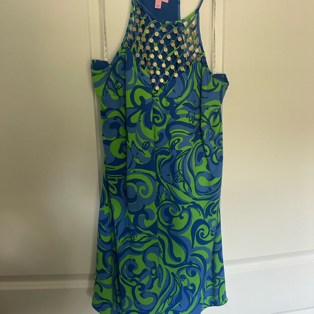 Lilly Pulitzer Blue and Green Swirl Mini Dress